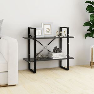 Librería de madera de ingeniería gris de 2 niveles Estantería elegante de tamaño de 31,5 "x 11,8" x 27,6 "para uso en el hogar y la Oficina - Product Image 1