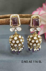 Pendientes Colgantes Clásicos y Elegantes de Moissanita con Diseño Floral de Latón para Compromiso, Modelo AE 116 SL/C1 - Product Image 4