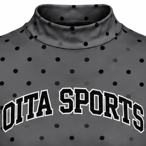 Dark Gray Polka Dot Women <b>Mock</b> <b>Neck</b> Short Sleeve T Shirt Slim Fit Casual Printed Stretch <b>Top</b> Fashion Summer Wear Wholesale Cu - Product Image 3