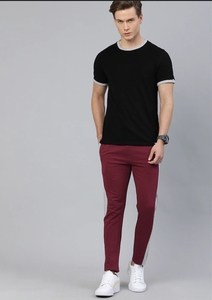 Pantalones Deportivos de Felpa de Algodón Color Granate para Hombre, con Franja Lateral, Cintura Elástica con Cordón, Tejido Transpirable, Ropa Casual de Invierno - Product Image 3