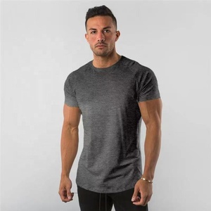 T-shirt pour homme en tissu Spandex/Polyester respirant, personnalisable avec logo privé, vêtements de sport, vêtements de gym, uni, sans motif - Product Image 4