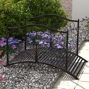 Arco da Giardino in Metallo da 4FT con Decorazioni Intagliate e Ringhiere di Sicurezza, Facile Montaggio, Nero Bronzo - Product Image 2
