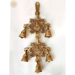 Campanas colgantes de pared hechas a mano de latón de 11 pulgadas diosa Lakshmi hechas en India - Product Image 1