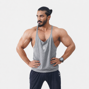 Ropa de gimnasio para hombre, camiseta sin mangas verde de punto, cuello en V, deportiva, de color sólido, con logo frontal, de secado rápido, material de algodón/poliéster, camiseta sin mangas para hombre - Product Image 5