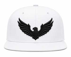 Premium White <b>Snap</b> back <b>Cap</b> with 3D Eagle Embroidery White Cotton <b>Snap</b> back <b>Cap</b> Unisex White Adjustable <b>Snap</b> back <b>Cap</b> - Product Image 1