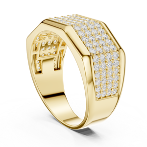 Men's 18K <b>Yellow</b> Gold Lab Grown Diamond Imperial Spark Wide Diamond Ring Urban Crown Diamond Band Prestige Icefield Classic - Product Image 4