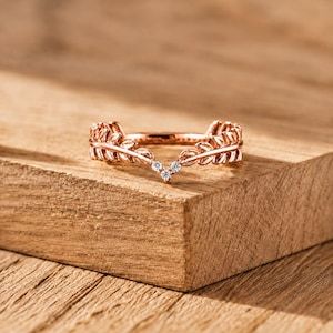 Bague en diamant de laboratoire taille ronde, inspirée de la nature, en or massif 14k 18k, pour fiançailles et anniversaire, 0,03 ct, bijoux fins - Product Image 4