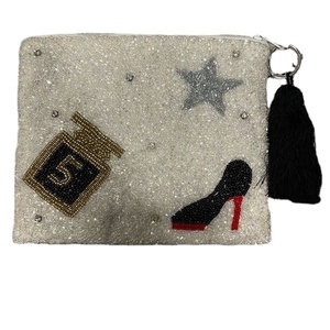 Customizing Premium Embroidery BOUGIE Beaded <b>White</b> With Light Color Coin <b>Purse</b> With Unique deign And Style By Hiba Enterprises - Product Image 2