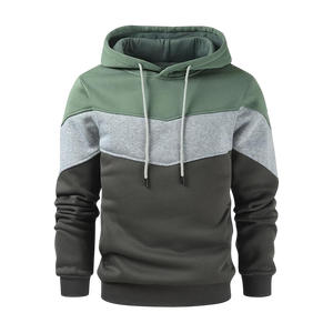 Sweat à capuche pour homme, couleur contrastée, vert, blanc, noir, en polaire chaude, style urbain tendance - Product Image 2