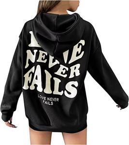 Sudaderas con Capucha Extra Grandes para Mujer, Otoño Invierno 2026, Sudaderas Ligeras de Punto con Logotipo Estampado en la Parte Delantera - Product Image 6