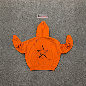Sweat à capuche zippé 100 % coton épais orange, coupe oversize, style décontracté, vêtement exclusif de qualité supérieure avec coutures soignées - Product Image 6
