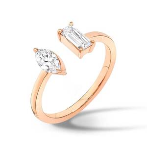 Bague de fiançailles en diamant de laboratoire, coupes émeraude et marquise, or 10 carats, certifiée IGI, bague de promesse pour femme - Product Image 5