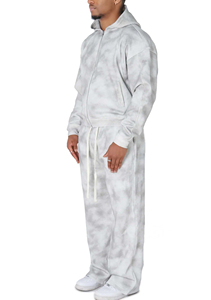 Men Tie Dye Tracksuit Full <b>Zip</b> <b>Hooded</b> Sweatshirt And Pants Set Loose Fit Casual Autumn Wear 100 Cotton Gradient Color Design - Product Image 4