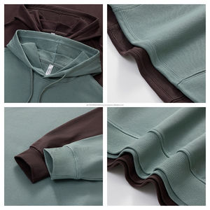 Sudadera con Capucha de Algodón 100% de 330g, Estilo Holgado, con Logo Personalizado al por Mayor, Oferta de Invierno, Sudadera con Capucha de Hombros Caídos para Parejas y Padres e Hijos - Product Image 4