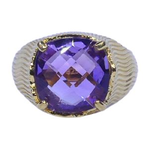 Bague vintage en argent 925 plaqué or avec améthyste, sertie en canal, bijou pour femme, cadeau de mariage ou de fiançailles - Product Image 2