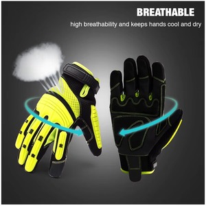 Guantes de Trabajo de Cuero Resistentes a Impactos con Protección Antideslizante y Anticorte, Guantes de Mecánico Ligeros para Trabajos de Uso General - Product Image 4