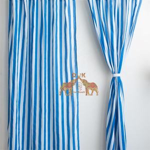 Fabricant indien, rideaux en coton imprimé rayé 100% pur, faits à la main, impression personnalisée, pour la décoration des fenêtres du salon - Product Image 5