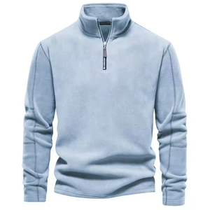 Sweat-shirt à col zippé pour homme, en polaire sherpa, chaud pour l'hiver - 100% coton, moelleux, épais, lourd, services OEM personnalisables - Product Image 5