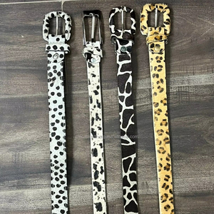 Ceinture imprimée léopard en cuir véritable de la plus haute qualité faite à la main pour les femmes Western Hair-On Hide Vintage Boho Style ceintures en peau de vache - Product Image 5