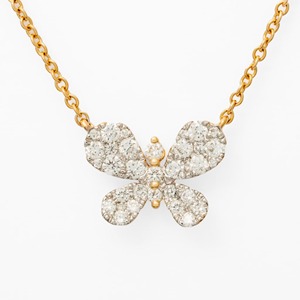 Fine Jewelry 14K Yellow Gold Round Lab Grown Diamond Butterfly Pendant Necklace 0.35ct Elegant Design OEM ODM Wholesale Supplier - Product Image 1