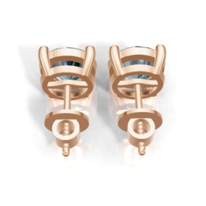 Heerani Jewels Natural Round London Blue Topaz 925 <b>Sterling</b> <b>Silver</b> Classic <b>Stud</b> Vermeil Rose Gold Unisex <b>Earrings</b> - Product Image 3