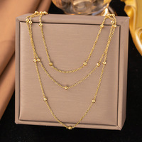 Chaîne de collier en forme de goutte d'eau sertie de diamants en acier inoxydable PVD YWXS, vente en gros pour femmes