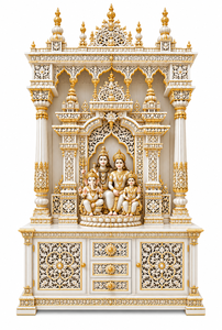 Latest Marble Look Shiv Parivar Teak <b>Wooden</b> Home <b>Temple</b> Premium White Gold Home Mandir With Domes Solid Wood Home <b>Temple</b> usa - Product Image 3
