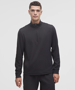 Men's Textured Half-Zip Long Sleeve Top Black Dot Pattern Breathable Regular Fit All Seasons Sweatshirt - Product Image 1