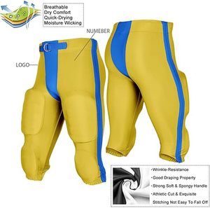 Aanpasbare voetbalbroeken voor heren, American Football gevoerde broeken met 7 pads, plus size, ademend & sneldrogend, 100% polyester - Product Image 4