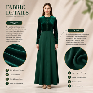Elegante Vestido Abaya de Terciopelo para Mujer, Estilo Islámico Modesto de Dubái |   Caftán Maxi de Manga Larga, Ropa de Noche, Moda Boutique - Product Image 2