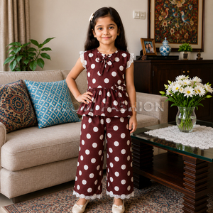 Ensembles de Vêtements pour Enfants en Gros : Haut Peplum à Pois et Pantalon Large pour Filles, Tenues Décontractées 2 Pièces pour Enfants, Boutique, Personnalisé OEM - Product Image 4