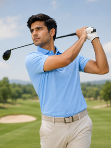 Chemises polo ajustées à manches courtes fabriquées en Inde, en tissu coton stretch, pour le golf et les activités de plein air. - Product Image 4