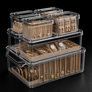 Transparent Jewelry <b>Storage</b> Bins <b>for</b> Vanity, <b>Dressing</b> <b>Table</b>, Wardrobe & Drawer Organization - Product Image 1