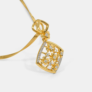 Collar con Colgante de Diamante Cultivado en Laboratorio, Geométrico Floral en Oro Amarillo - Product Image 6