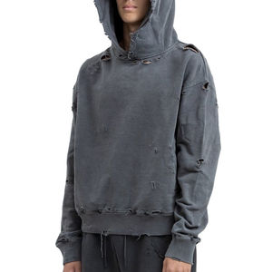Sweat à capuche personnalisé pour homme, coupe oversize, effet délavé, sérigraphie, coupe carrée, sweats à capuche usés pour homme, vente en gros, personnalisables - Product Image 1