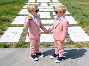 Boys Rust Orange 2 Piece Suit <b>Set</b> with Bow Tie | Kids Wedding Party Formal <b>Blazer</b> Pant Suit | Custom Children Occasion Wear - Product Image 4