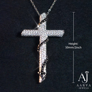 Hip Hop <b>Cross</b> Charm Pendant <b>Necklace</b> Rose Gold Plated <b>Silver</b> Moissanite Zircon Micro Insert Unisex Party Jewelry - Product Image 4