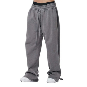 Pantalon de jogging pour homme en polyester délavé à l'acide, avec cordon de serrage et poches, style streetwear, collection 2026 – Vente en gros - Product Image 1