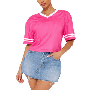 Maillot de football américain rose personnalisé en maille pour femme, coupe ample respirante style Hip Hop, uniforme de jeu Y2K, vêtement tendance - Product Image 5