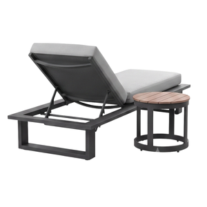 Tumbona Moderna para Exteriores Varo con Mesa Lateral de Teca, Estructura de Acero, Cojín de Poliéster, Diseño Reclinable Ajustable, Estilo Contemporáneo - Product Image 5