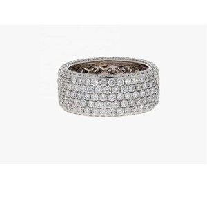 Custom White Gold 5 Row Moissanite Eternity Band Micro Pave <b>Mens</b> Hip Hop <b>Ring</b> OEM ODM Factory Direct Supply - Product Image 1