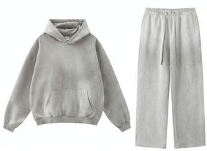 Ensemble Jogging Streetwear Vintage en Molleton Délavé avec Capuche, Coupe Ample, Logo Personnalisé, Effet Usé et Délavé à l'Acide, Sweat à Capuche et Pantalon Oversize - Product Image 2
