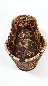 Classic Modern Teak Wood Coin Resin Bathtub Eco-Friendly Portable Freestanding Soaking Function Bathroom Villa Outdoor Indoor - Product Image 3