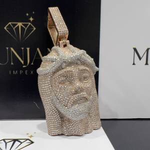 Pendentifs et breloques chrétiens raffinés, plaqués or rose, luxe, diamant rond taille brillant certifié IGI, pour homme, pour soirée - Product Image 3