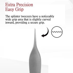 Splinter <b>Tweezers</b> fine tip micro teeth <b>Manicure</b> Eyebrow Eyelash Plucking Stainless Steel Straight 11.5cm Natural Color Logo KKZ - Product Image 4