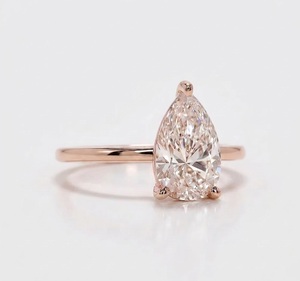 Anillo de Oro Sólido de 18K con Certificado IGI, Listo para Enviar, VBSR-77, 3CT, Color E, Claridad VS1, Corte Pera, Anillo de Diamante Cultivado en Laboratorio, Anillo de Compromiso - Product Image 5