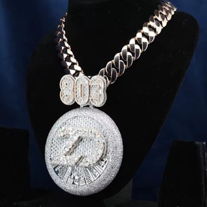 Pendentif Lettre/Numéro Personnalisé Moissanite Plaqué Or 18K Iced Out pour Homme, Collier Bling Hip Hop Rapper avec Breloque Thème et Chaîne en Argent 925 - Product Image 2