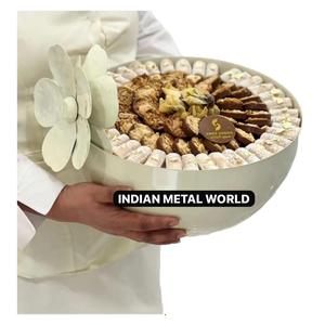 Gold Plated Metal Chocolate Bowl Handcrafted <b>Decorative</b> Serving Basket With <b>Twig</b> Handle For Wedding Centerpiece & Holiday Party - Product Image 6