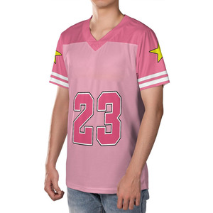 <b>Pink</b> V-Neck Short Sleeve Jersey With Number 23 And Stars Printed <b>Men's</b> Sporty T-<b>Shirt</b> Regular Fit Breathable Knitted Polyester - Product Image 3
