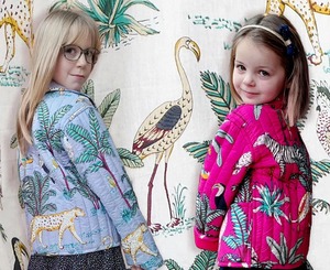 Veste en coton matelassée réversible rose pour filles, manteau tricoté à imprimé animal avec poche avant, manches trois quarts - Product Image 4